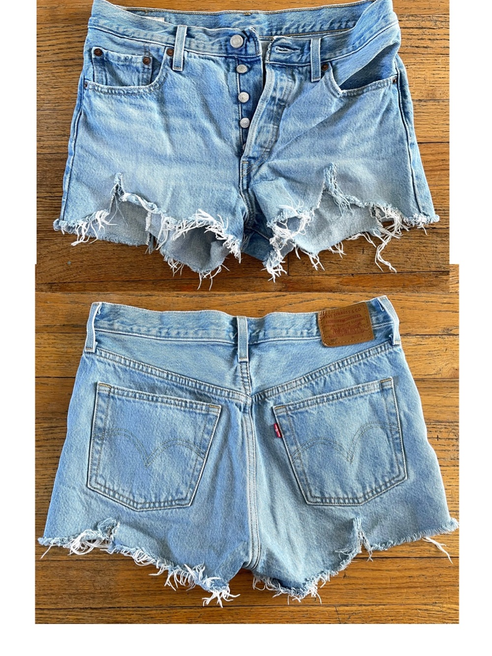 Levi's 501 Cut-Off Jeans Short Sz 28 Denim Light Wash Distressed Frayed Revolve